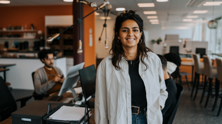 Girl at work in her office