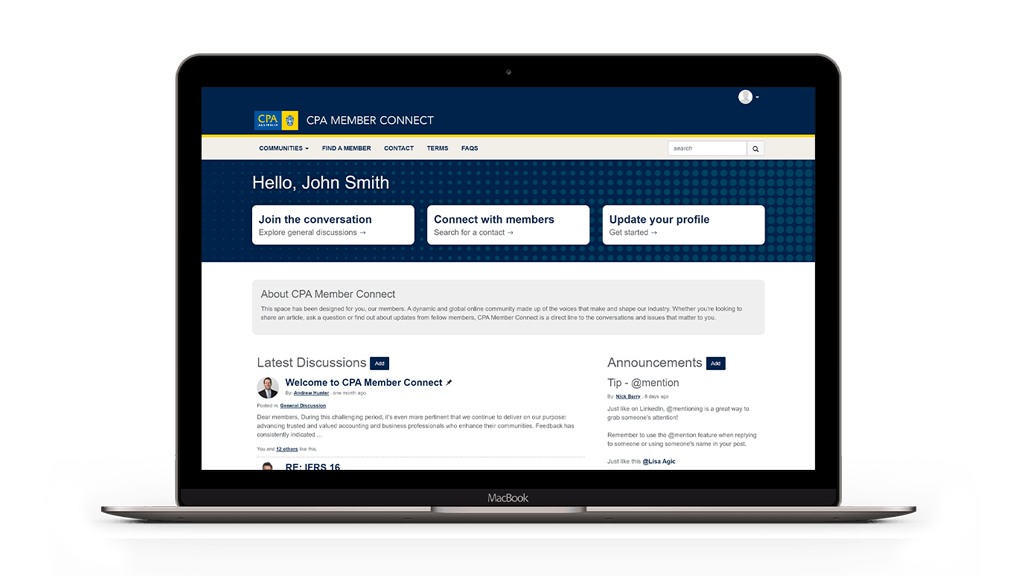 CPA member connect laptop