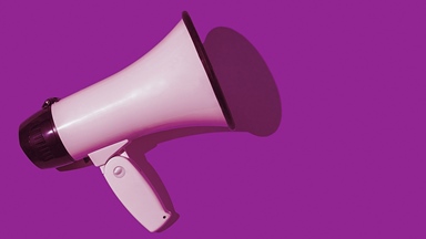 Purple background megaphone
