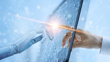 Robot hand human hand touching