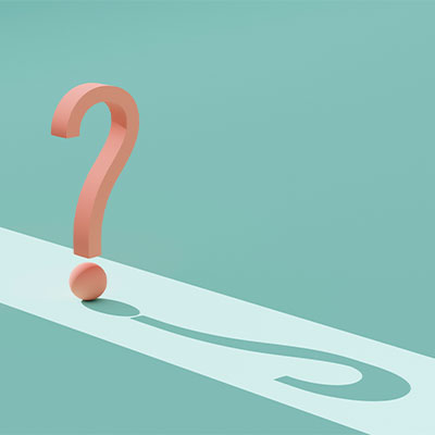 orange question mark against green background