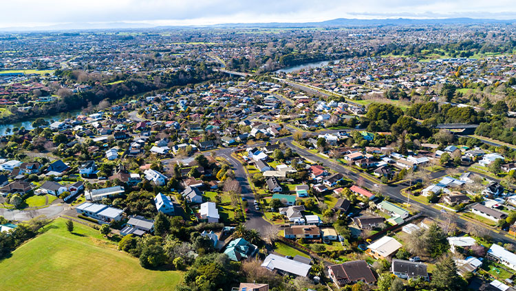 Arial view suburb houses