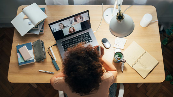 Person working at home desk