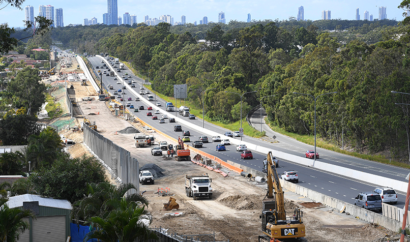 Construction on the Gold Coast Light Rail extension is seen on the Gold Coast. Stage 2 of GCLR should be ready for the Gold Coast 2018 Commonwealth Games, giving public transport users a one-transfer rail journey between Brisbane and the Gold Coast. (AAP Image/Dave Hunt)