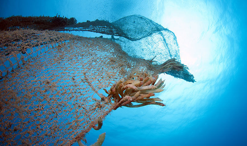 Ocean ghost net floating