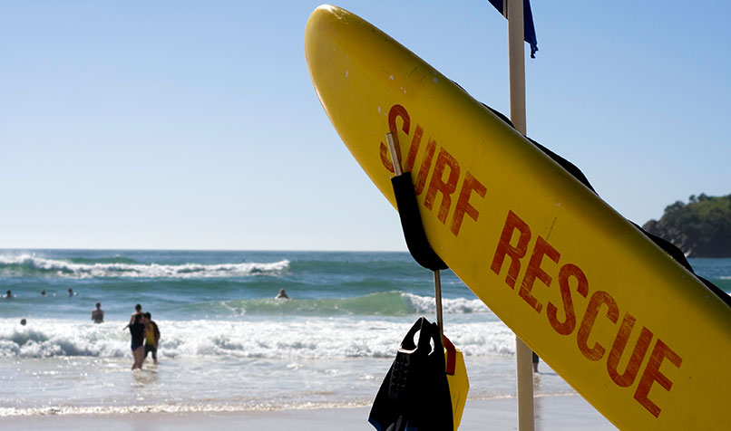 Surf life saving board beach