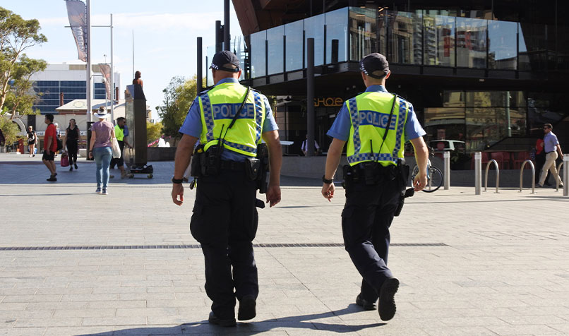 Perth street police walking