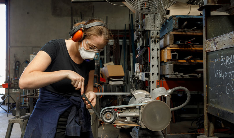 Female apprentice working