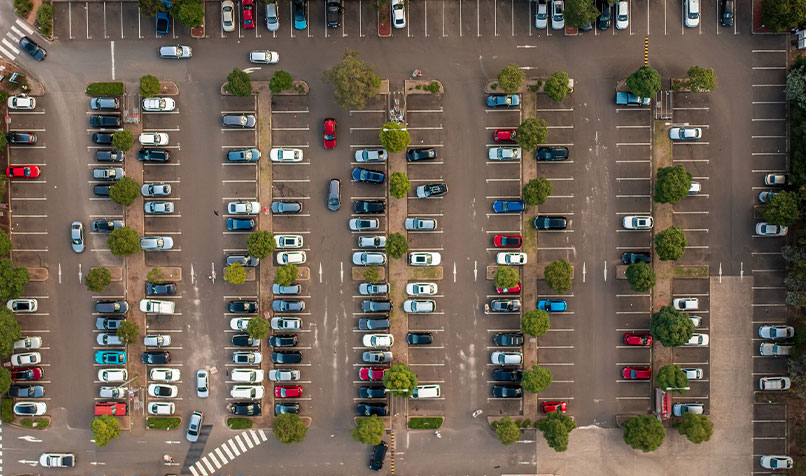 Overhead shot of carpark