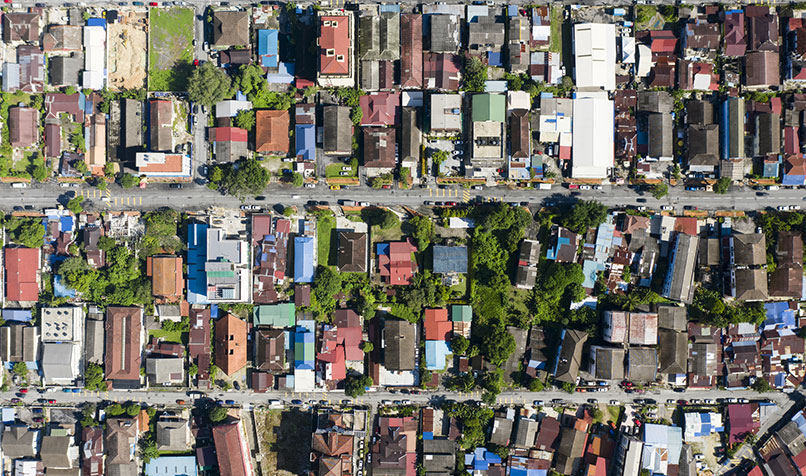 Aerial view houses Malaysia