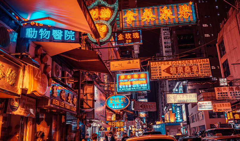 Neon signs hong kong street