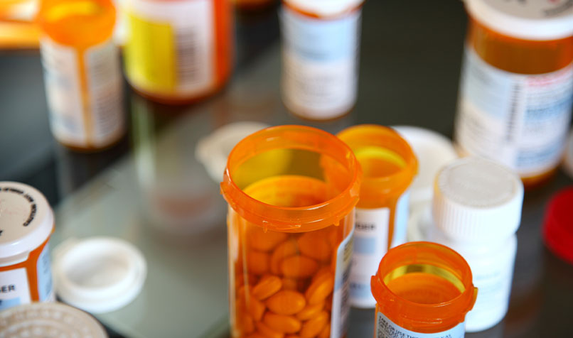 Various pills in containers