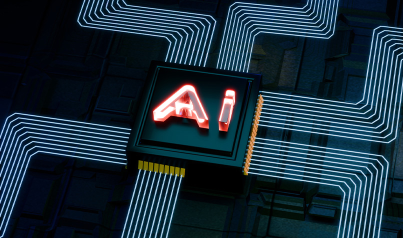Computer chip with AI and data conntections