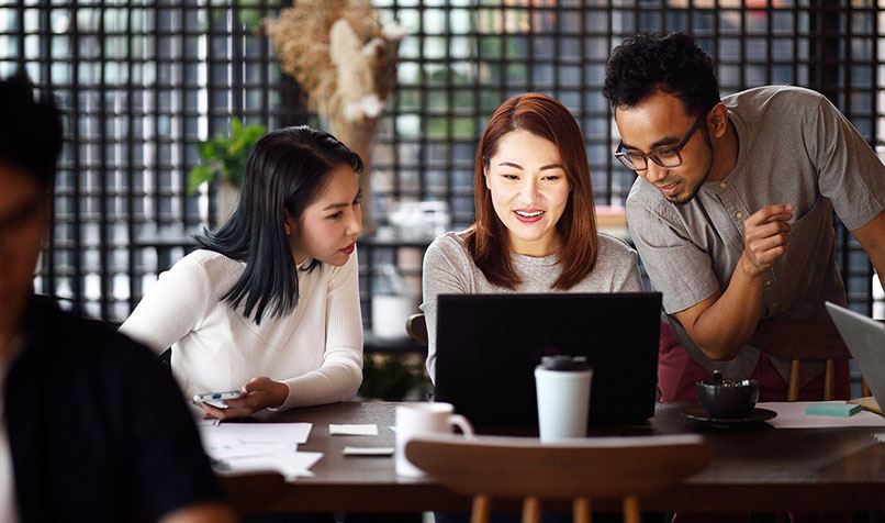 Singapore group office workers