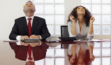 Frustrated colleagues conference call