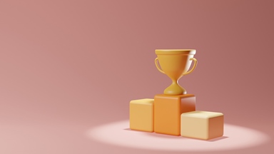 Trophy sitting on podium