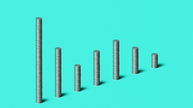 Stacks of coins different heights