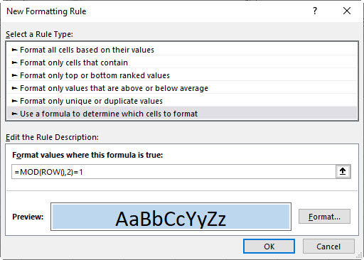 Excel screen shot