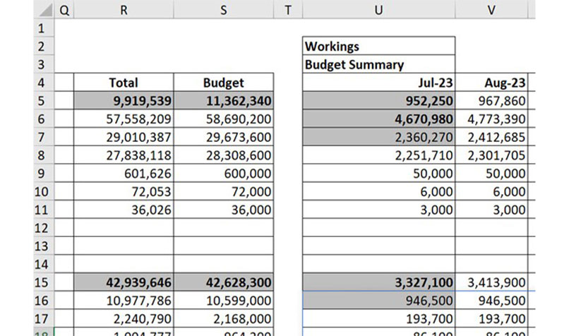 Excel screenshot