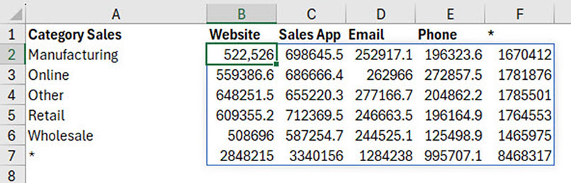 Excel screenshot