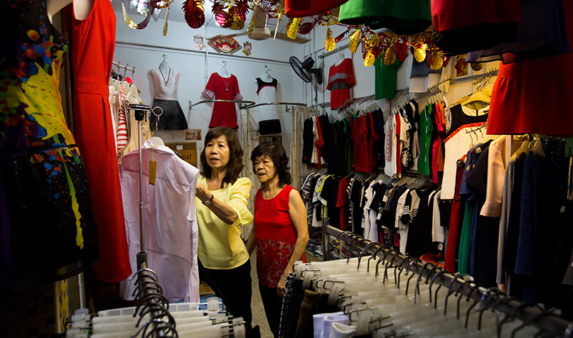 Two workers clothes business