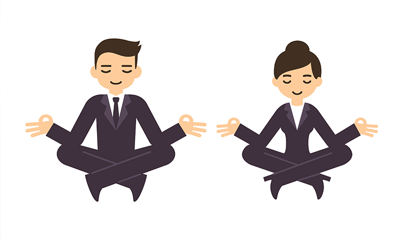 Business people doing yoga