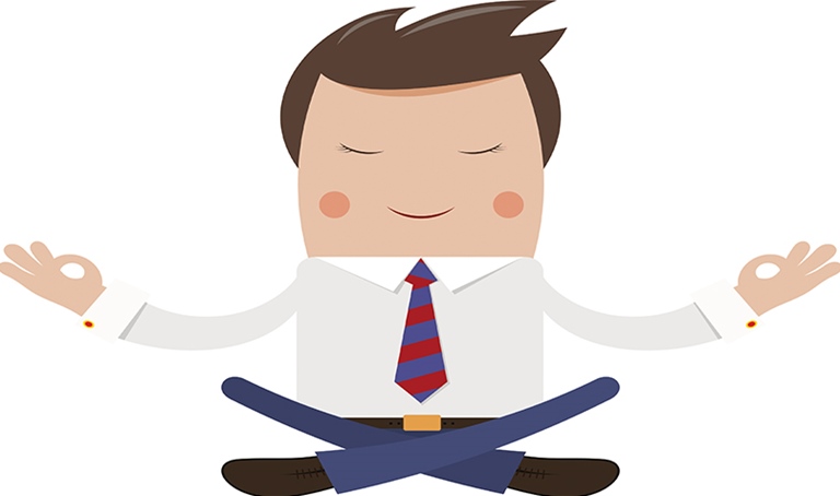 Businessman doing yoga