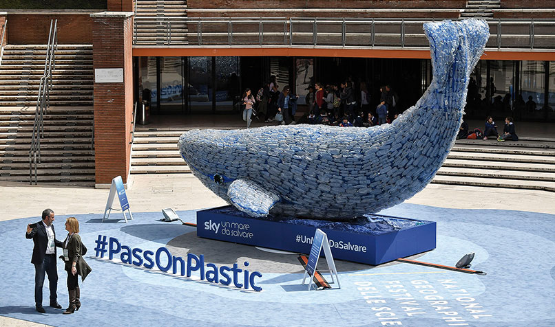 "Plasticus", a 10-mitre installation made with 250 kilograms of plastic waste.