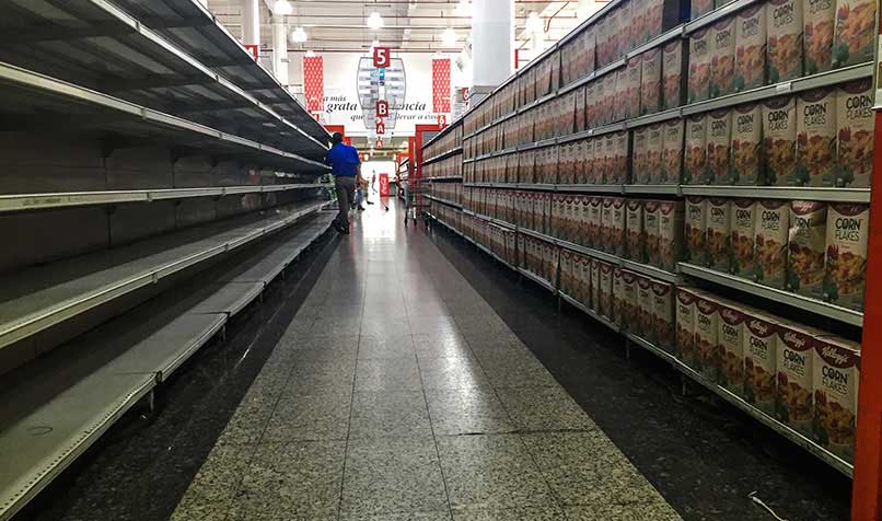 empty shelves in Venezuela