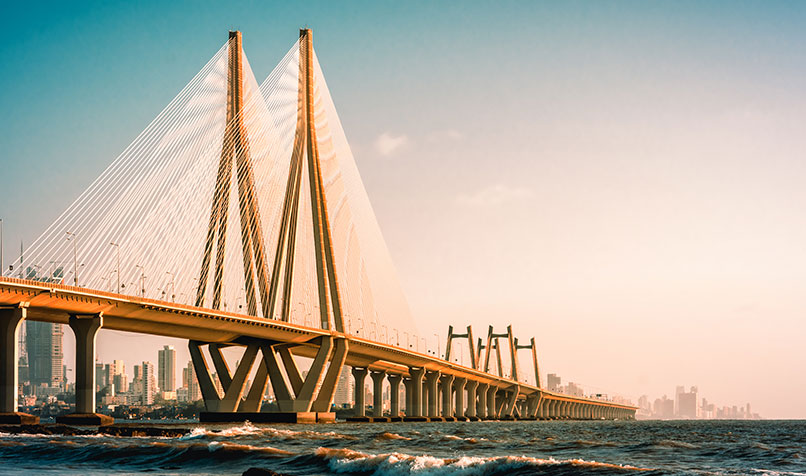 sunset mumbai bridge
