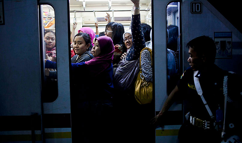 Commuters in Jakarta