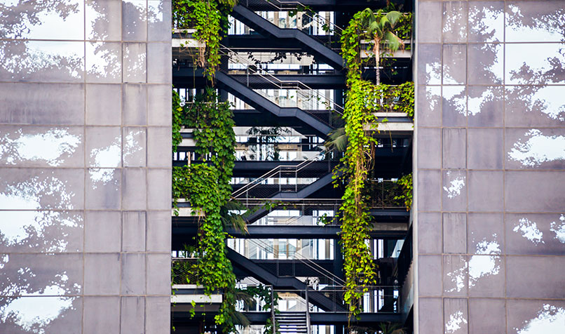 green stair building