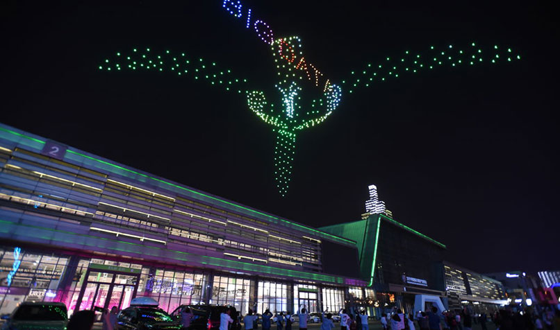 light sky night drone