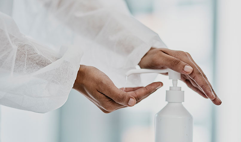 person washing hands