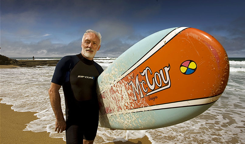 Patrick McGorry surfboard beach