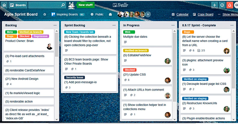 Trello is designed to support agile "sprints".