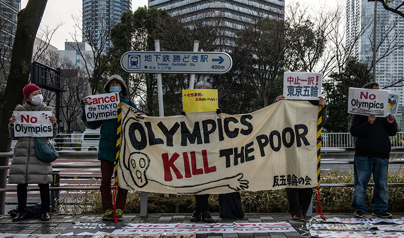 Protesters cancellation Tokyo 2020 Olympics