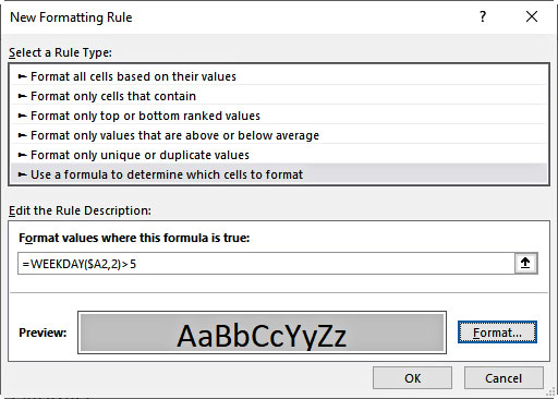 Excel screenshot