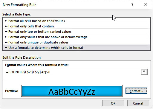 Excel screenshot