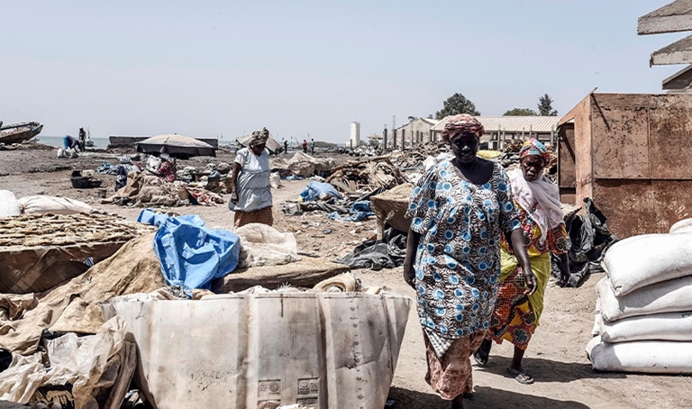 Deserted fish market Senegalese city