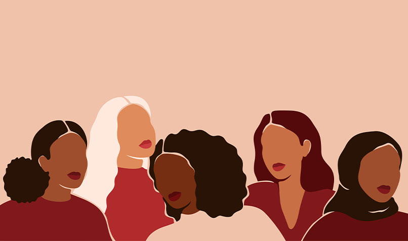 Illustration diverse women headshot
