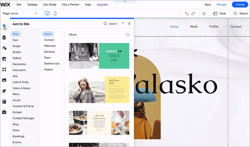Wix editor page