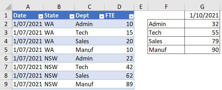 Excel screenshot