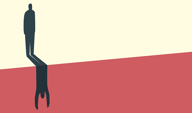 Person standing shadow hands up