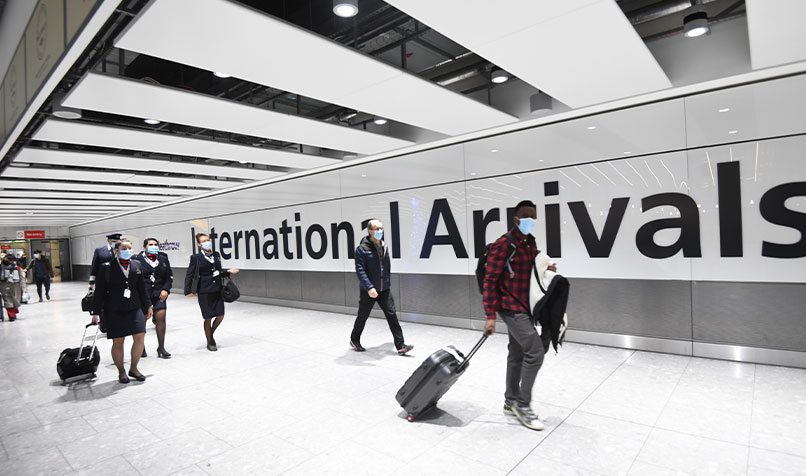 Airport arrivals people walking