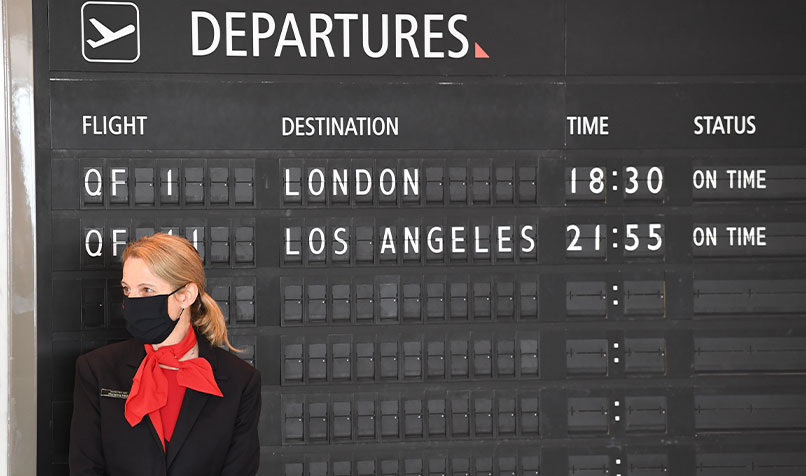 Departure board qantas flight attendant