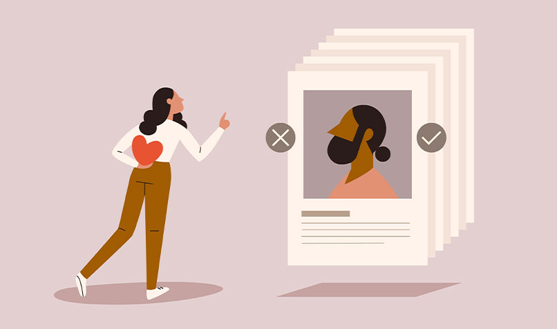 Illustration women thumbs up to man