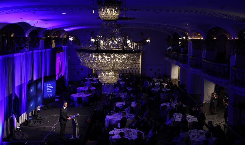 Antony Blinken addresses audience