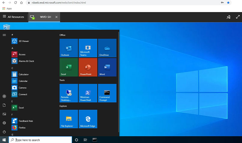 Azure virtual desktop
