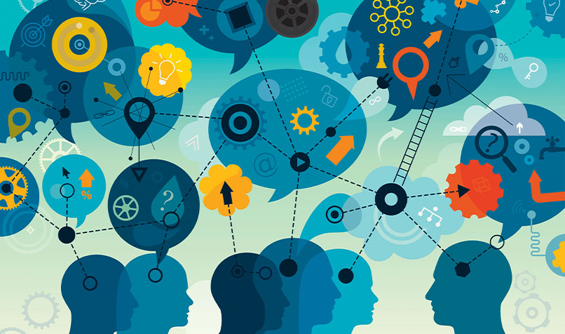 Illustration heads connected data